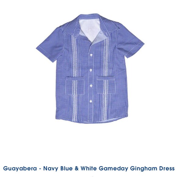 Guayabera- Navy Blue and White Gameday Gingham Dress (Little Girls Size 5) - Picture 6 of 8